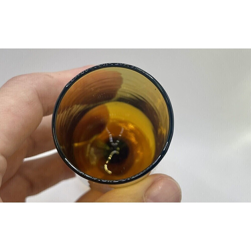 A Pair Of Shot Glasses Cordial Champagne Flute Amber Stemmed Glasses - Picture 3 of 5